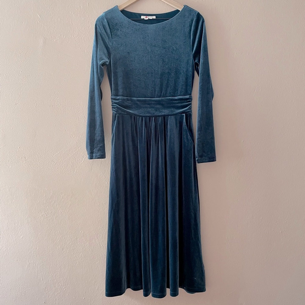Boden Lois velvet dress in Baltic